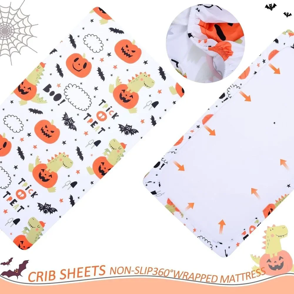 Halloween Fitted Crib Sheet for Standard Crib, Toddler Mattresses, 52x28 inches